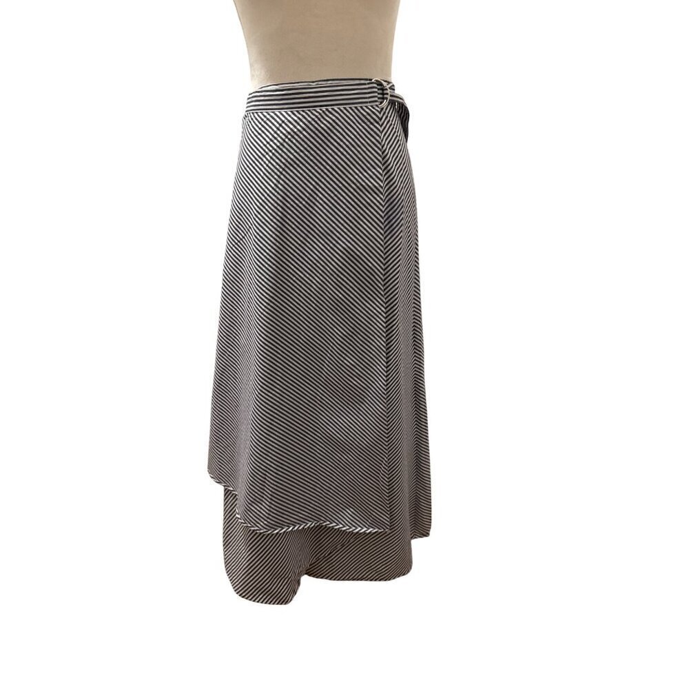 G.I.L.I Striped Wrap Front Maxi Skirt-twilight Blue Size 2 NEW